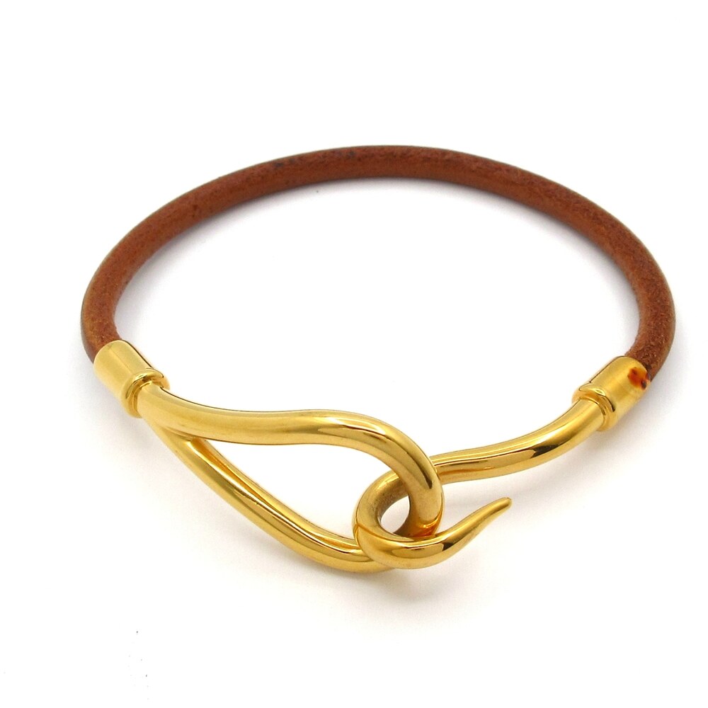 Hermès Jumbo Bracelet Brown Gold Leather Hardware